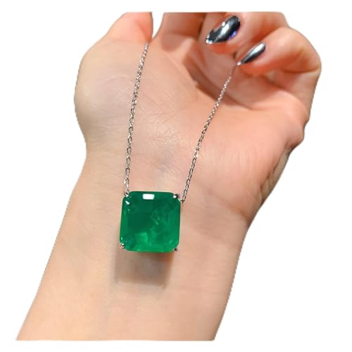 Ketten für Damen Vintage 925 Sterling Silber Paraiba Turmalin Smaragd Schmuck Sets for Frauen Hochzeit Ohrringe Anhänger Halskette Feines Geschenk erfüllen Mode-Accessoires(Color:45cm,Size:Green Jewel von AUOQKQUT