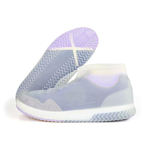 AUOQZ Wiederverwendbare Silikon-Schuhüberzieher, wasserdicht, Regenüberschuhe für Männer und Frauen, transparent, rutschfest, Kunststoff, Silikon, um Regen in die Schuhe zu verhindern (verdickt), M, 1 von AUOQZ