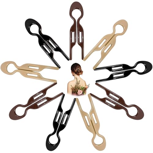 9 Stück französische Haarnadeln, U-förmige Haarnadeln, Haarspangen zum Stylen, französische Twist-Haarnadel für Frauen und Mädchen, Dutt-Zubehör (Khaki, Rotbraun, Schwarz) von AUPERTO