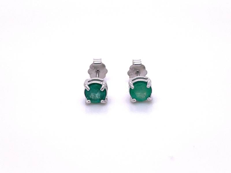 Echte Smaragd Ohrstecker Silber, Grüne Ohrringe, Runde Ohrstecker, Natürlicher Ohrschmuck, Mai Geburtsstein Ohrringe von AURAEDELSTEIN