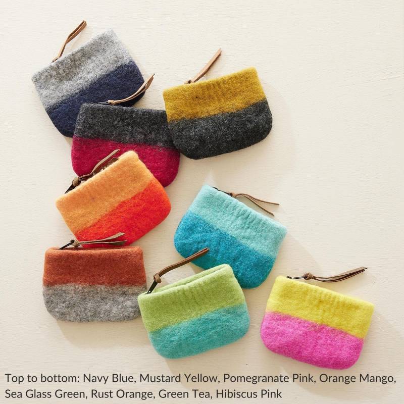 Fair-Trade-Handgemachte Filz Ombre Zweifarbige Geldbörse Mit Reißverschluss von AURAQUEDesign