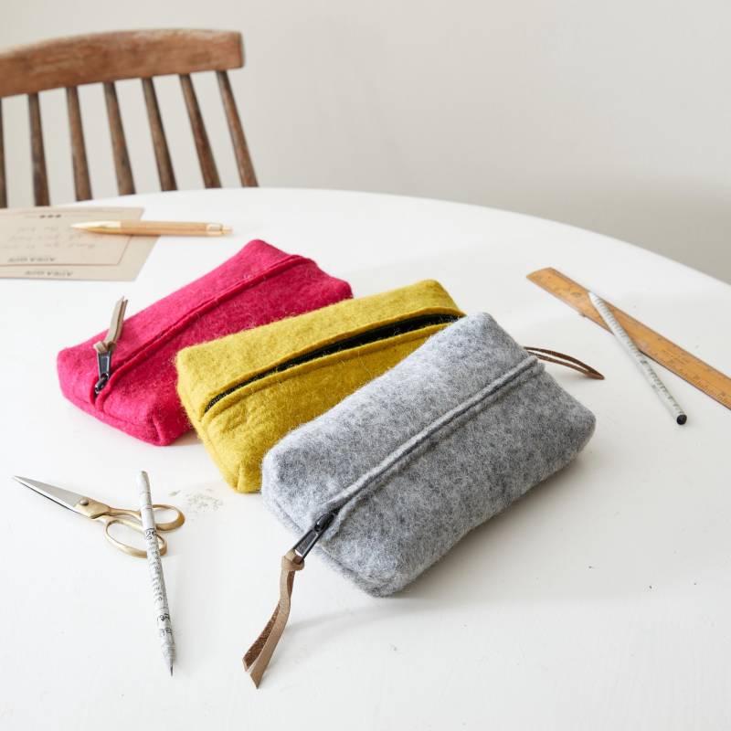 Fair Trade Filz Beutel Federmäppchen Schreibtisch Tidy von AURAQUEDesign