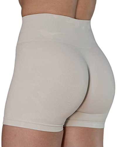 AUROLA Damen Collection Workout Shorts, Camo-Blanc De Blanc, XS von AUROLA