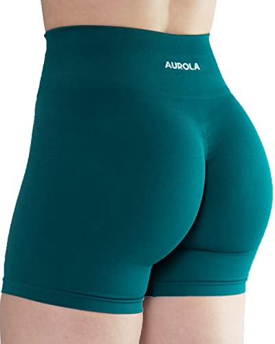 AUROLA Damen Athletic Shorts Hohe Taille Laufshorts Sportlich Kurz Gym Elastische Workout Shorts, Blaugrün, Mittel von AUROLA