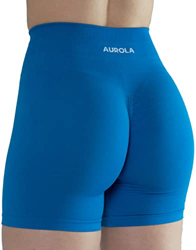 AUROLA Damen Athletic Shorts Hohe Taille Laufshorts Sportlich Kurz Gym Elastische Workout Shorts, Diva Blue, Klein von AUROLA