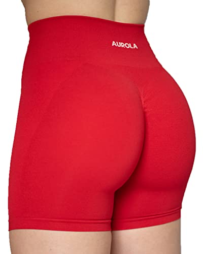 AUROLA Damen Athletic Shorts Hohe Taille Laufshorts Sportlich Kurz Gym Elastische Workout Shorts, Feuerrot, Klein AUROLA Damen Athletic Shorts Hohe Taille Laufshorts Sportlich Kurz Gym Elastische Workout Shorts, Feuerrot, Klein von AUROLA