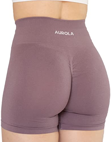 AUROLA Damen Athletic Shorts Hohe Taille Laufshorts Sportlich Kurz Gym Elastische Workout Shorts, Old Rose, Groß von AUROLA