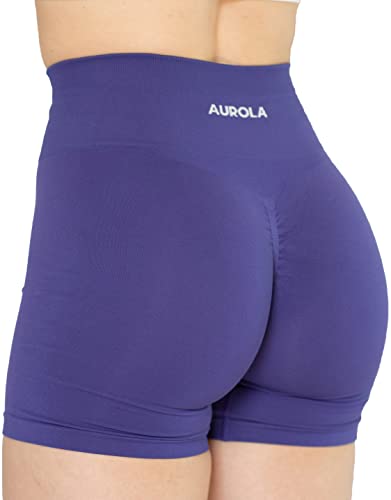 AUROLA Damen Athletic Shorts Hohe Taille Laufshorts Sportlich Kurz Gym Elastische Workout Shorts, Sehr Peri, Klein von AUROLA