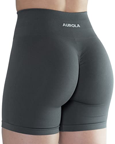 AUROLA Damen Athletic Shorts Hohe Taille Laufshorts Sportlich Kurz Gym Elastische Workout Shorts, stahlgrau, X-Groß von AUROLA