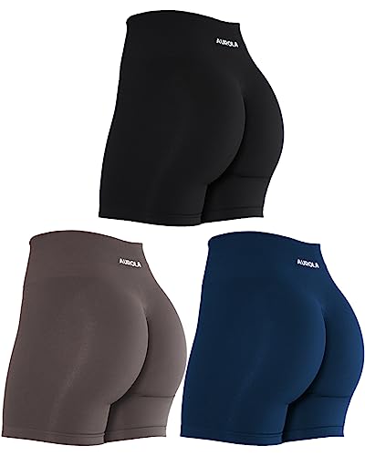 AUROLA Damen Workout Women Yoga-Shorts, Packung (Schwarz/Smokingblau/Kastanienbraun), S von AUROLA