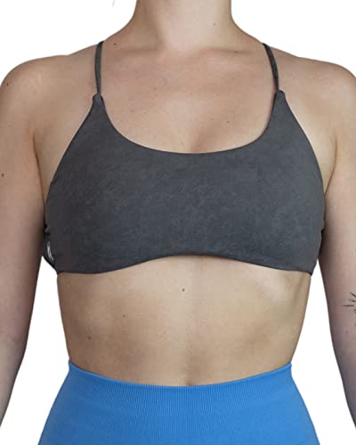 AUROLA Damen Yoga Sport-BHS Fitness Bustier Rückenfrei mit Trägern Workout Running Bra Yoga BH Bra Crop Top, Fitness, Yoga, bauchfreier BH, Ice Flower Dark Grey, X-Klein von AUROLA