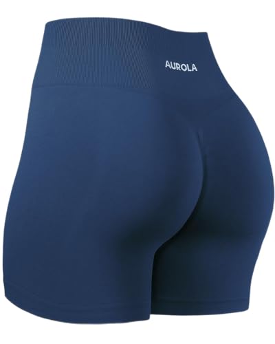 AUROLA Dream Collection Workout-Shorts für Damen, Scrunch, nahtlos, weich, hohe Taille, Fitness-Shorts, 4.5 Marineakademie, Klein von AUROLA