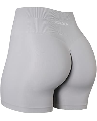 AUROLA Dream Collection Workout-Shorts für Damen, Scrunch nahtlos, weich, hohe Taille, Fitness-Shorts, Gletschergrau, Größe M, Grau - Glacier Grey, Mittel von AUROLA