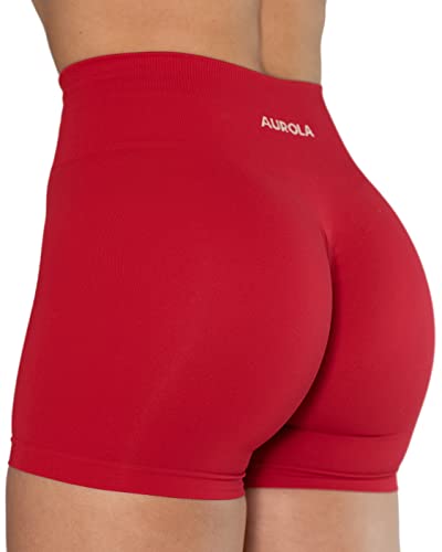 AUROLA Kollektion Dream Workout Shorts für Frauen Scrunch Nahtlose weiche Fitness-Shorts mit hoher Taille,Chinese Red,S von AUROLA