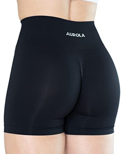 AUROLA Kollektion Dream Workout Shorts für Frauen Scrunch Nahtlose weiche Fitness-Shorts mit hoher Taille,Dark Black,S von AUROLA