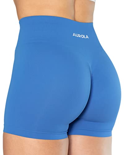 AUROLA Kollektion Dream Workout Shorts für Frauen Scrunch Nahtlose weiche Fitness-Shorts mit hoher Taille,Diva Blue,L von AUROLA