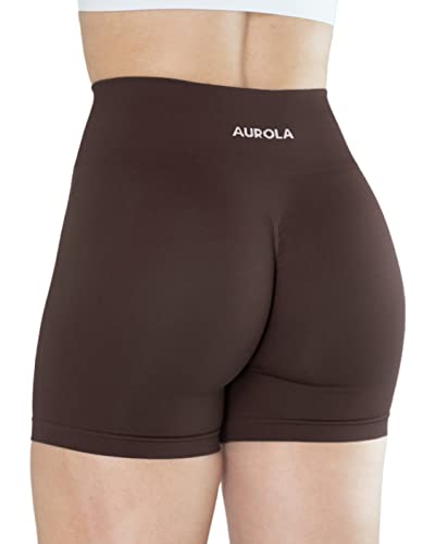 AUROLA Kollektion Dream Workout Shorts für Frauen Scrunch Nahtlose weiche Fitness-Shorts mit hoher Taille,Java Coffee,L von AUROLA