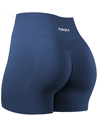 AUROLA Kollektion Dream Workout Shorts für Frauen Scrunch Nahtlose weiche Fitness-Shorts mit hoher Taille,Naval Academy,M von AUROLA