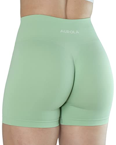 AUROLA Kollektion Dream Workout Shorts für Frauen Scrunch Nahtlose weiche Fitness-Shorts mit hoher Taille,Pastel Green,XS von AUROLA