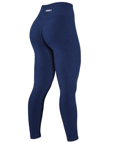 AUROLA Dream Marl Workout-Leggings für Damen, nahtlos, Scrunch, hohe Taille, Fitnessstudio, aktive Hose, Tiefes Blau, M von AUROLA