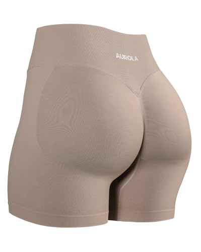AUROLA Influence Collection Workout-Shorts für Damen, kein Aufrollen, Kniebeugensicher, nahtlos, Kompressions-Shorts, Natürlich, Klein von AUROLA