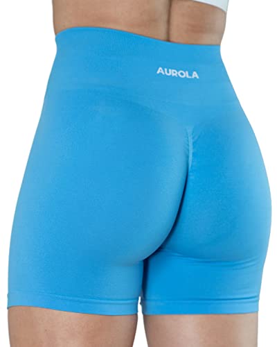 AUROLA Intensify Workout Shorts für Frauen Nahtlose Scrunch Short Fitnessstudio Yoga Laufen Sport Aktive Übung Fitness Shorts(S,Azure Blue) von AUROLA