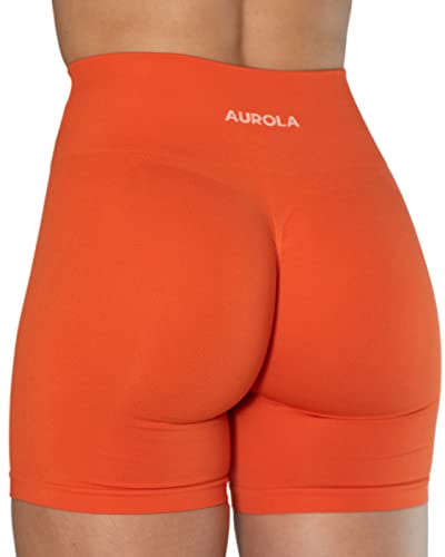 AUROLA Intensify Workout Shorts für Frauen Nahtlose Scrunch Short Fitnessstudio Yoga Laufen Sport Aktive Übung Fitness Shorts(XL,Flame Orange) von AUROLA