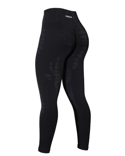 AUROLA Nahtlose Workout-Leggings mit Schlangenmuster, für Damen, Mädchen, kniebeugensicher, gerippt, dick, aktive Sporthose, Schwarz, X-Klein von AUROLA