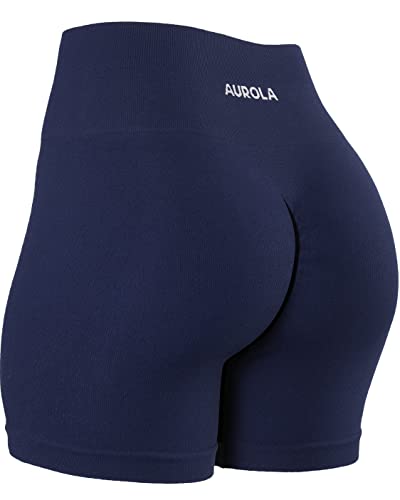 AUROLA Dream Collection Workout-Shorts für Damen, Scrunch nahtlos, weich, hohe Taille, Fitness-Shorts, Naval Academy, Mittel von AUROLA