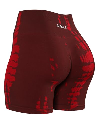 AUROLA Serpent Nahtlose Scrunch-Workout-Shorts für Damen, Bauchkontrolle, Kniebeugensicher, gerippt, dick, aktive Fitness-Shorts, Serpent - Safran, Klein von AUROLA