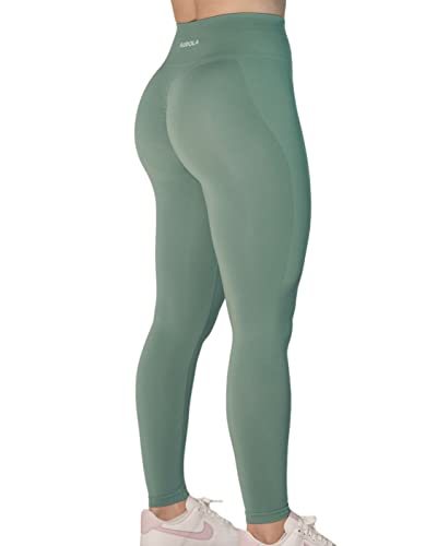 AUROLA Workout-Leggings für Damen und Mädchen, nahtlos, mit Bauchkontrolle, für Fitness-Studio, Sport, Yogahose, aktive Menschen, Iceberg Green, X-Klein von AUROLA