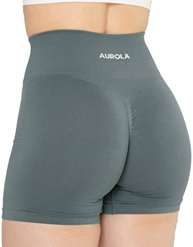 AUROLA Workout-Shorts für Damen, nahtlos, kurz, Fitnessstudio, Yoga, intensiv, Laufen, Sport, aktive Übung, Fitness-Shorts, Eukalyptus, Groß von AUROLA