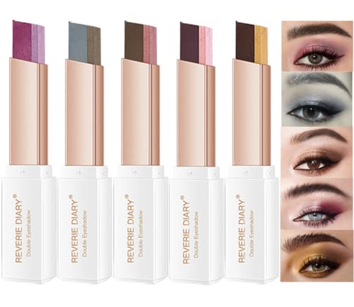 AURORRAN 10 Colors Glitter Eyeshadow Stick Set (2nd Gen Upgraded Rotation), Two-Tone Double Color Makeup Eyeshadow Stick Matte Glitter Shimmer Gradient Makeup Eye Stick Eyeshadow Pen for Women (5PCs) von AURORRAN