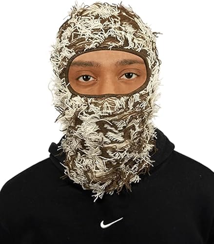 AURORRAN Distressed Balaclava Gestrickte Vollgesichts-Skimaske Trendige Distress-Maske, Einheitsgröße Winterwinddichter Nackenwärmer für Männer und Frauen (14) von AURORRAN