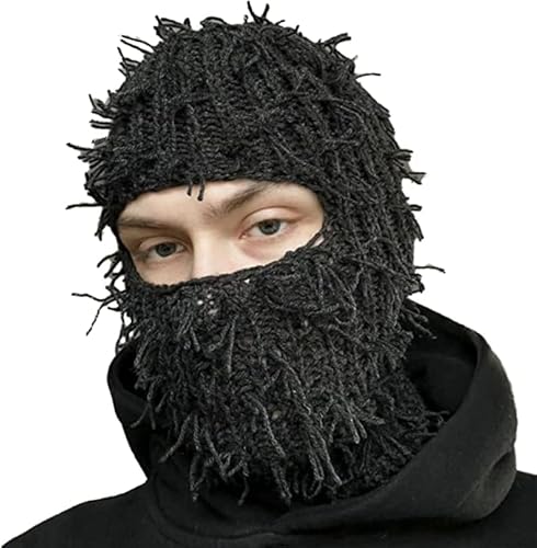 AURORRAN Distressed Balaclava Gestrickte Vollgesichts-Skimaske Trendige Distress-Maske, Einheitsgröße Winterwinddichter Nackenwärmer für Männer und Frauen (28) von AURORRAN