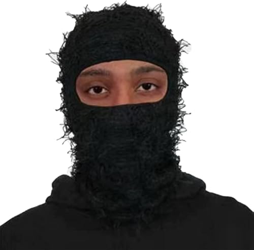 AURORRAN Distressed Balaclava Gestrickte Vollgesichts-Skimaske Trendige Distress-Maske, Einheitsgröße Winterwinddichter Nackenwärmer für Männer und Frauen (4) von AURORRAN