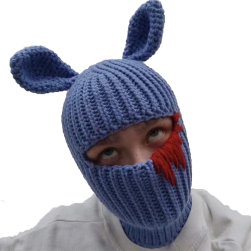 AURORRAN Gestrickte Beanie-Hüte Kaninchen Lange Ohren Halloween Weihnachten Ostern, süßer Hase Herbst Winter warme Mütze Reiten Skimaske Häkelmütze Outdoor-Mütze doppeltes Fleece (Farbe 12) von AURORRAN