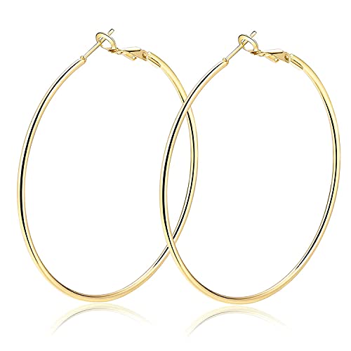 AURSTORE Ohrringe, Creolen, für Damen, aus Edelstahl, groß, modisch, Schmuck, Geschenke für Frauen, 40mm, Gold, Edelstahl, Kein edelstein von AURSTORE