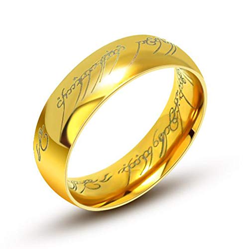 AURSTORE Schmuck „Herr der Ringe“-Ring aus Wolfram, 6 mm, Größe nach Wahl 56-68 mit Kette aus Stahl, 54 cm (GOLD, 66) von AURSTORE