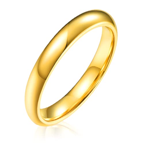 AURSTORE Schmuck Ring Mann Frau Ring Edelstahl Verlobung Hochzeit 4mm Größe nach Wahl 51-65 (gold, 51(16.2)) von AURSTORE