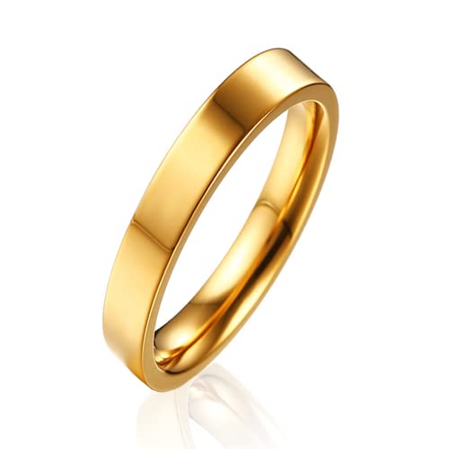 AURSTORE Schmuck Ring Mann Frau Ring Edelstahl Verlobung Hochzeit 4mm Größe nach Wahl 51-72 (gold, 64(20.4)) von AURSTORE