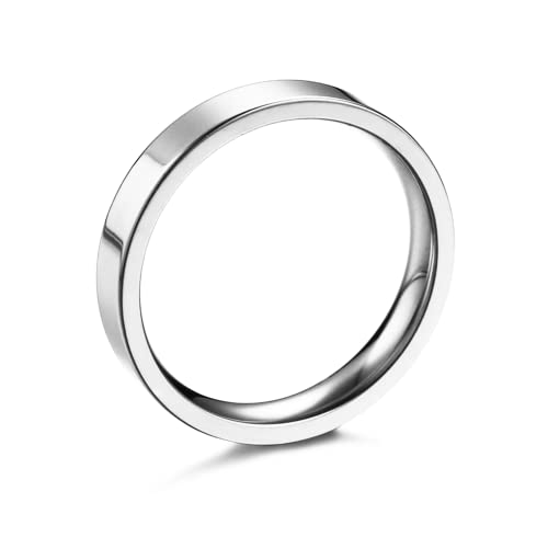 AURSTORE Schmuck Ring Mann Frau Ring Edelstahl Verlobung Hochzeit 4mm Größe nach Wahl 51-72 (silber, 51(16.2)) von AURSTORE