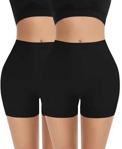 AURUZA 2PCS Radlerhose Damen, Kurze Hose Damen Anti Scheuern Boxershorts Unterhosen Leggings (2PCS Schwarz, L) von AURUZA