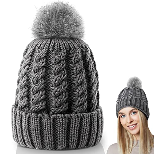 AURUZA Damen Winter Beanie Hüte, Weiche Beanie mit warmem gefütterte Mode Warme Chunky Soft Stretch Hüte, Dicke gestrickte Skimütze Warme Hut für kaltes Wetter Outdoor Aktivitäten Camping Wandern von AURUZA