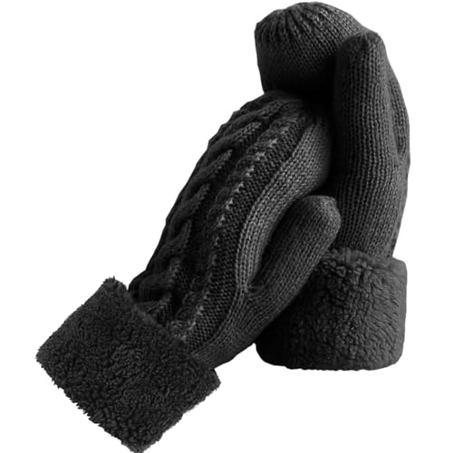 AURUZA Handschuhe Damen Winter Warme, Fäustlinge Damen Kinder Fausthandschuhe Winterhandschuhe Perfektes Weihnachts Geburtstags Geschenk für Damen Mädchen Mutter Tochter Liebhaber (Schwarz 1) von AURUZA