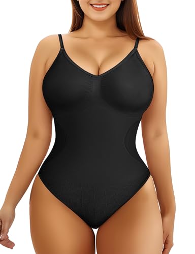 AURUZA Shapewear Bodysuit Damen, Body Shaper Damen, Shaping Body Thong Sculpting Korsett Bauchweg, Tank Top (Schwarz, M) von AURUZA