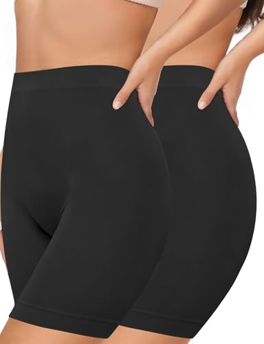 AURUZA Radlerhose Damen, Kurze Hose Damen Anti Scheuern Unterhosen Leggings Boxershorts Lange Sporthose Unterwäsche Unter Kleid Rock 2 Pack M von AURUZA