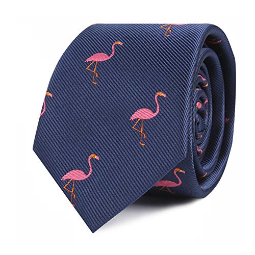 Animal Ties | Gewebte Skinny Krawatten | Geschenk für Männer | Arbeitsbänder für Ihn | Geburtstagsgeschenk für Jungs, Rosa Flamingo, Regulär von AUSCUFFLINKS