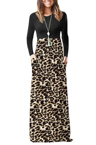 AUSELILY Damen Langarm Maxikleider Lässige Langkleider mit Taschen Winter Braun Schwarz J Leopard XXL AUSELILY Damen Langarm Maxikleider Lässige Langkleider mit Taschen Winter Braun Schwarz J Leopard XXL von AUSELILY