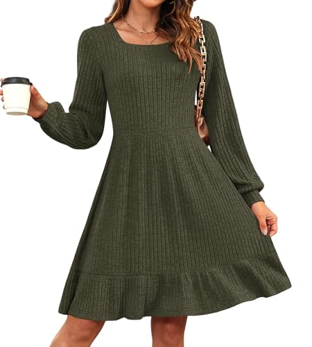 AUSELILY Damen Strickkleid Herbst Pulloverkleid Langarm Kleid Outfit Winterkleider von AUSELILY